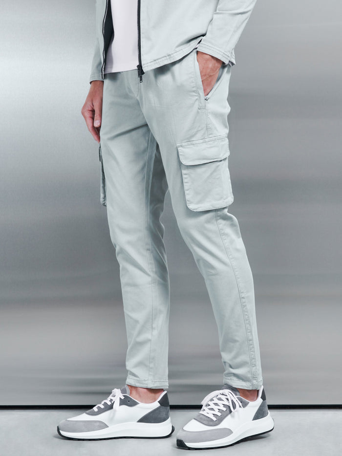 Garment Dye Cotton Cargo Pant in Stone