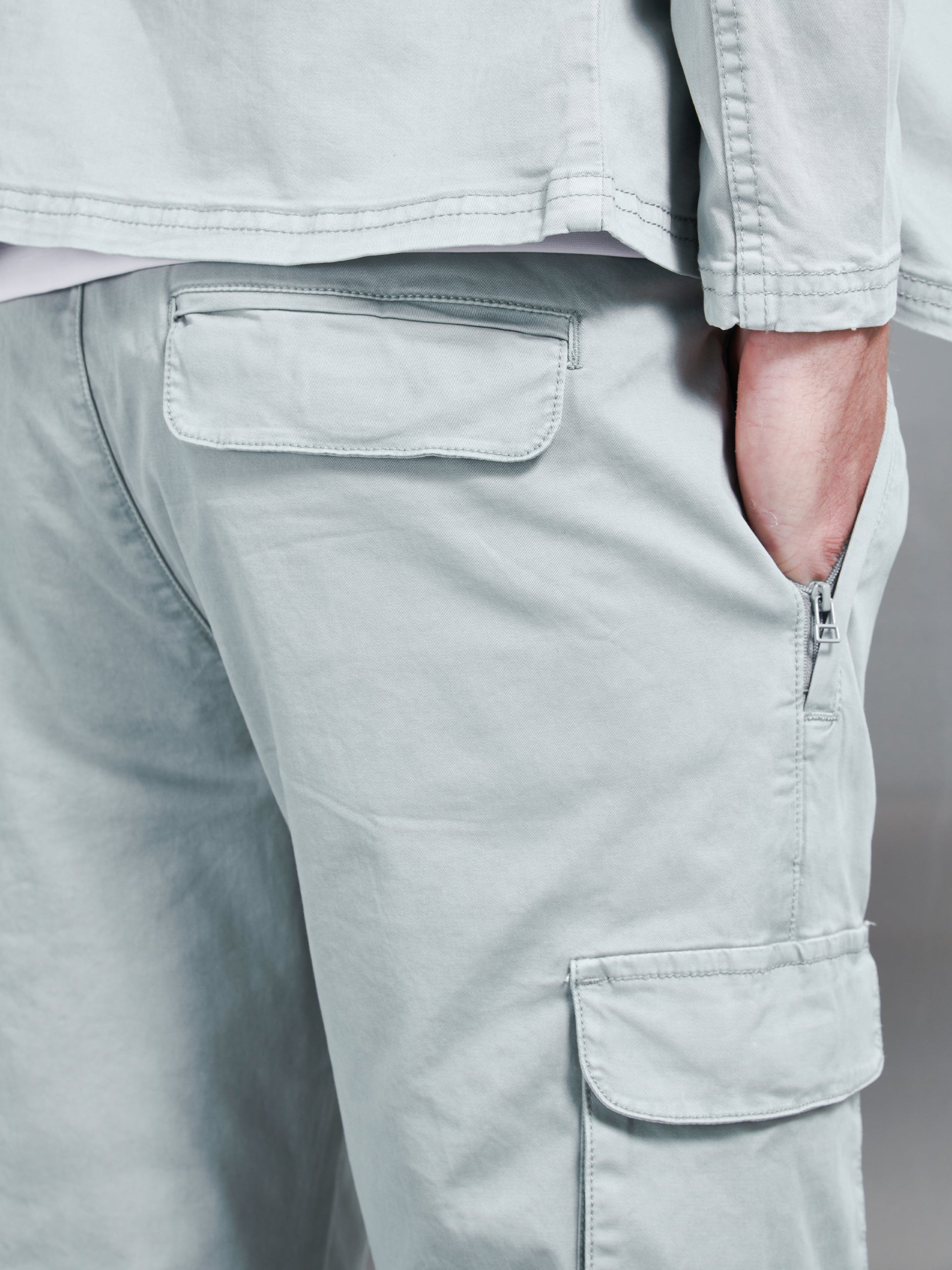 Garment Dye Cotton Cargo Pant in Stone