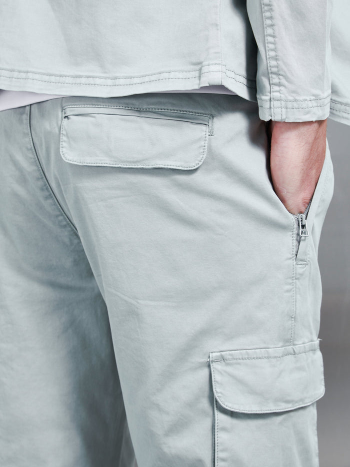 Garment Dye Cotton Cargo Pant in Stone