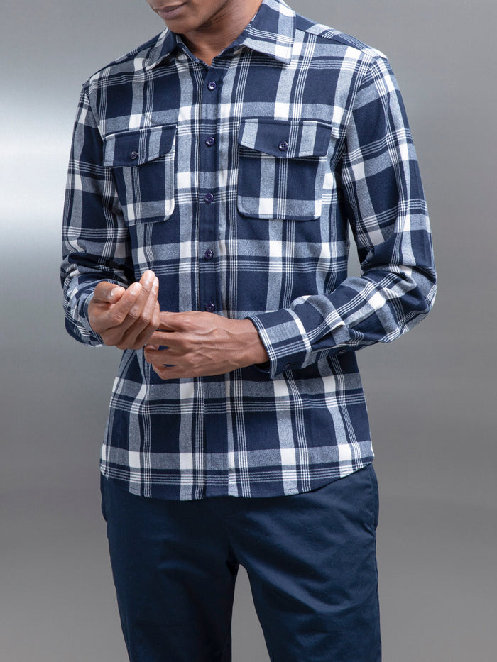 Check Overshirt in Navy