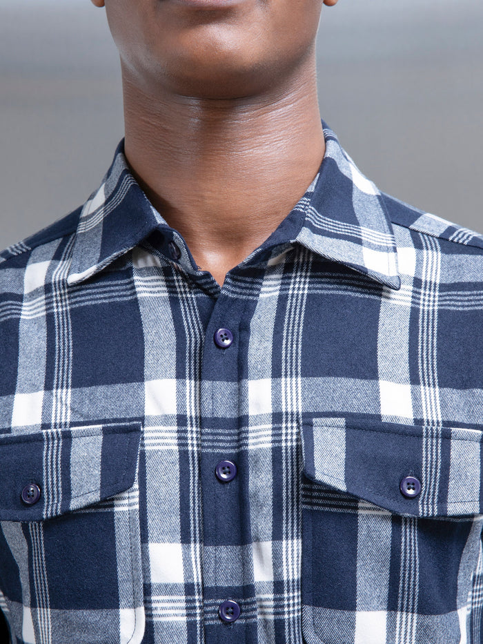 Check Overshirt in Navy