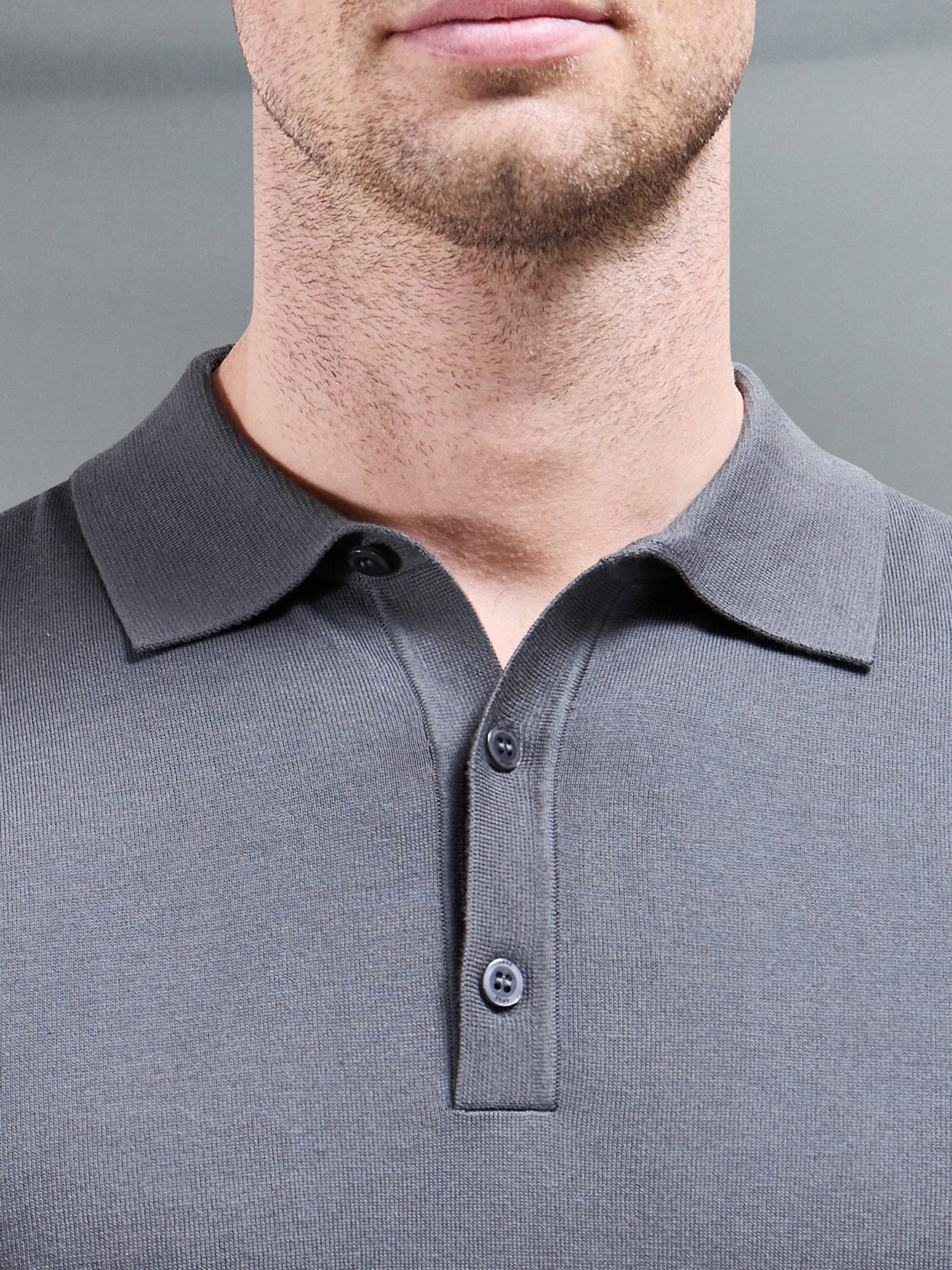 Cotton and Silk Polo Shirt in Grey