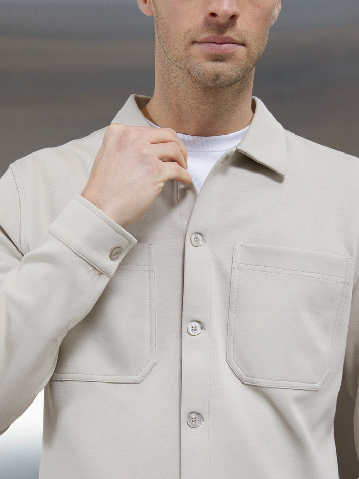 Cotton Jersey Overshirt in Stone