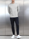 Cotton Knitted Crew Neck Sweatshirt in Marl Grey