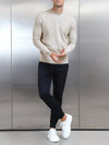 Cotton Knitted Crew Neck Sweatshirt in Stone