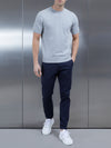 Cotton Knitted T-Shirt in Marl Grey