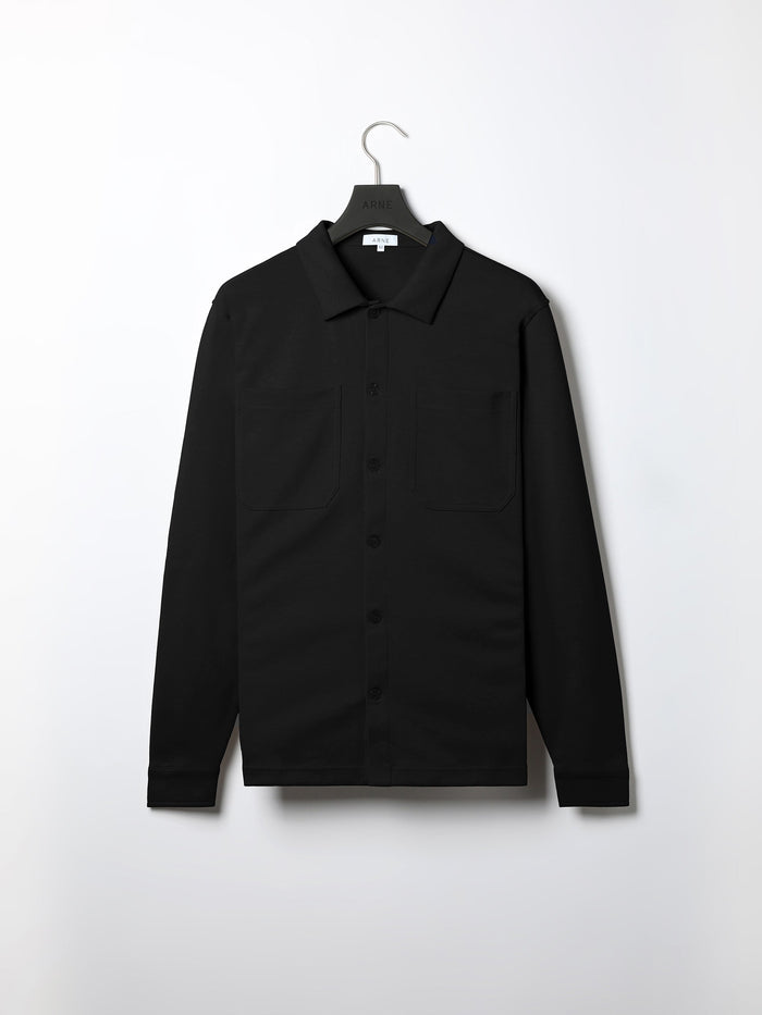 Cotton Jersey Overshirt in Black