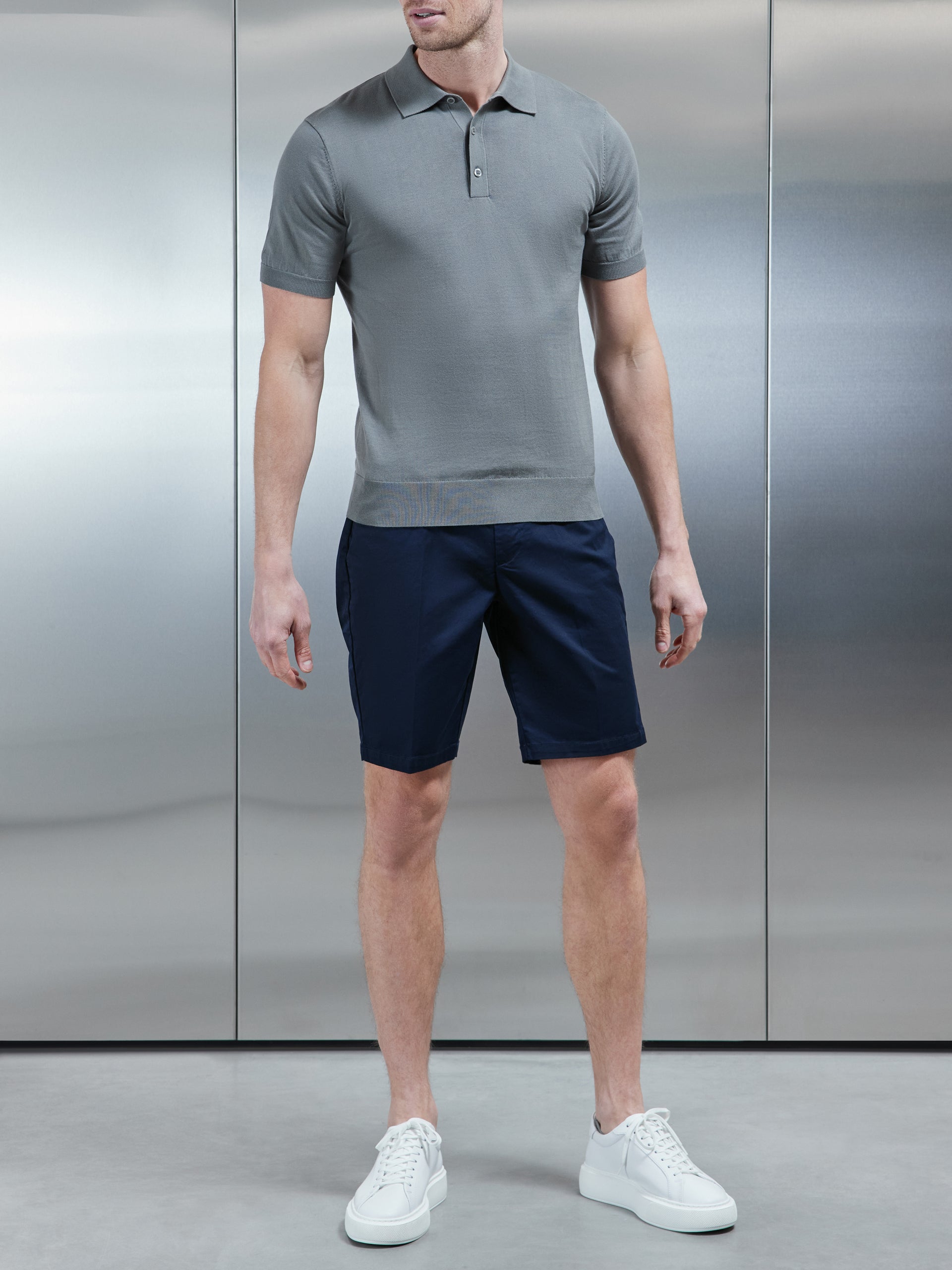 Cotton And Silk Polo Shirt in Sage