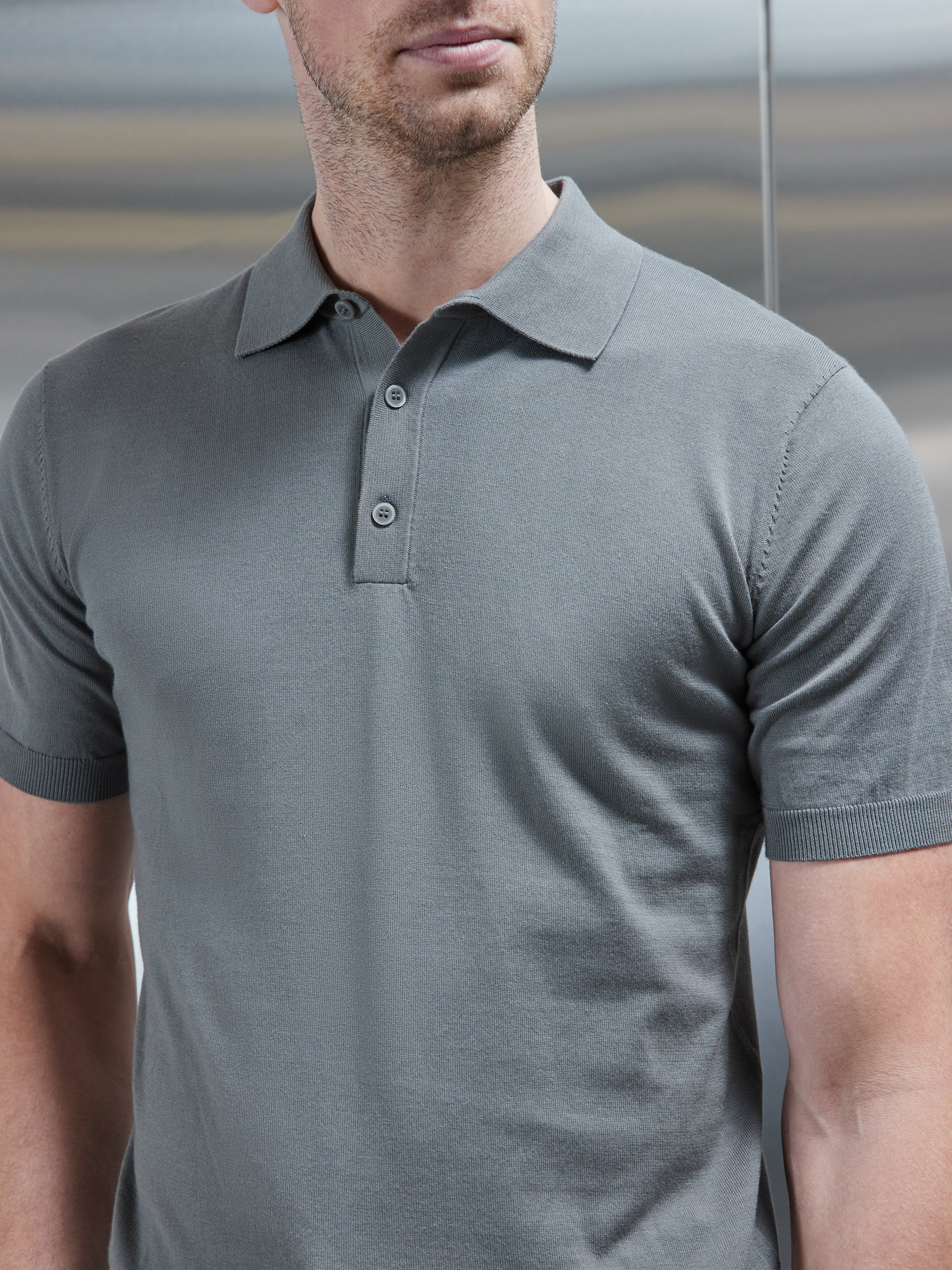 Cotton And Silk Polo Shirt in Sage