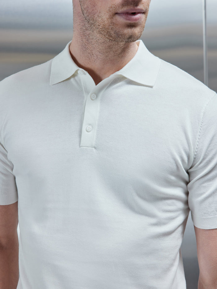 Cotton And Silk Polo Shirt in Off White