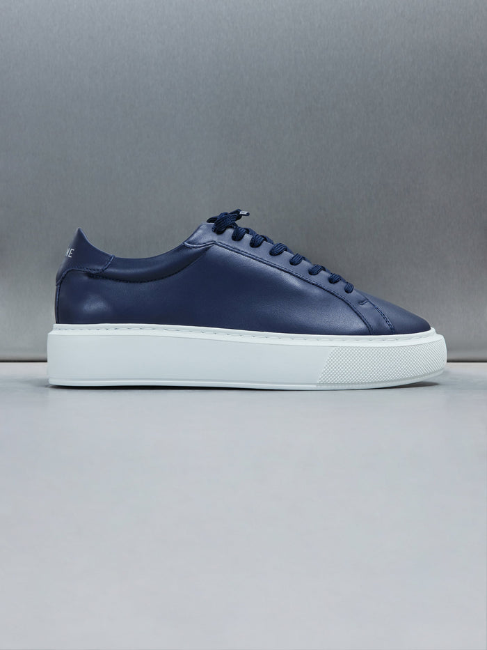 Essential Leather Trainer in Navy