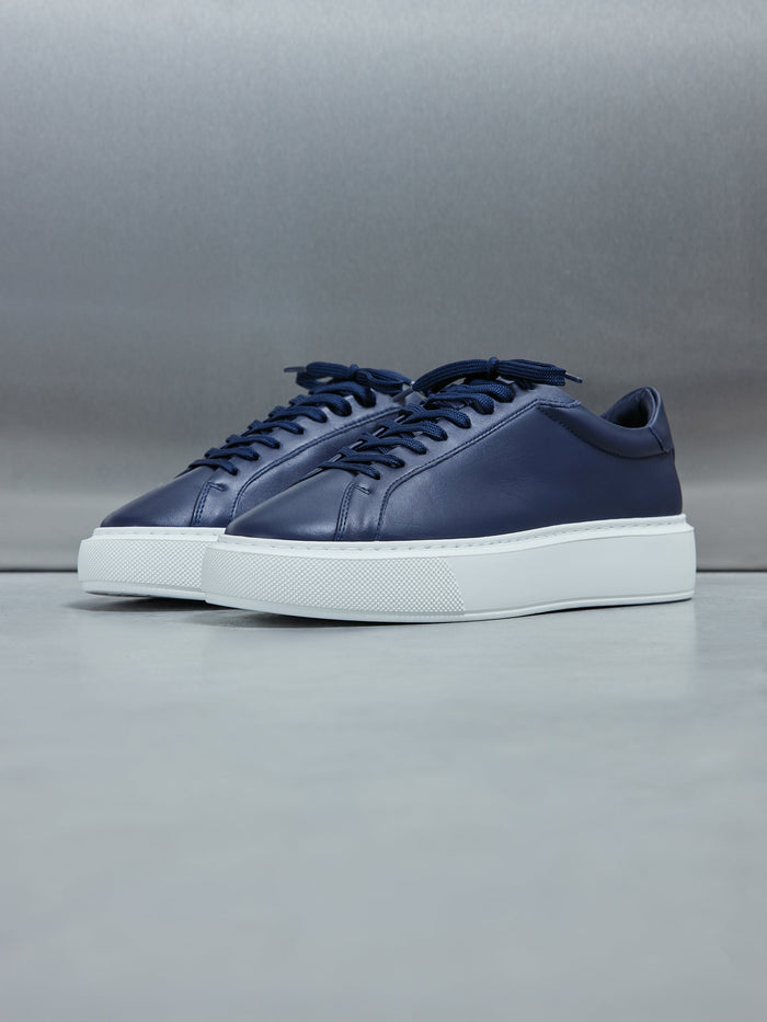 Essential Leather Trainer in Navy