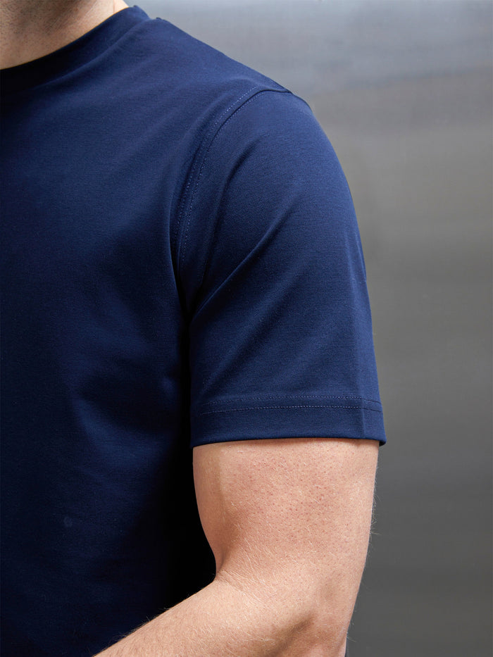 Essential Mercerised Interlock T-Shirt in Navy