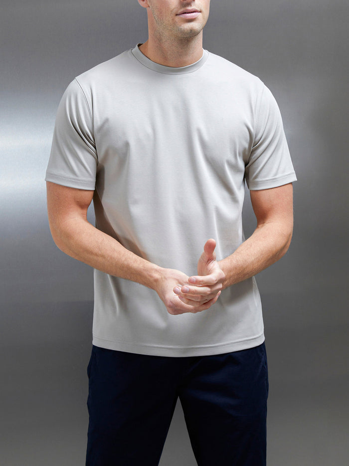 Essential Mercerised Interlock T-Shirt in Stone