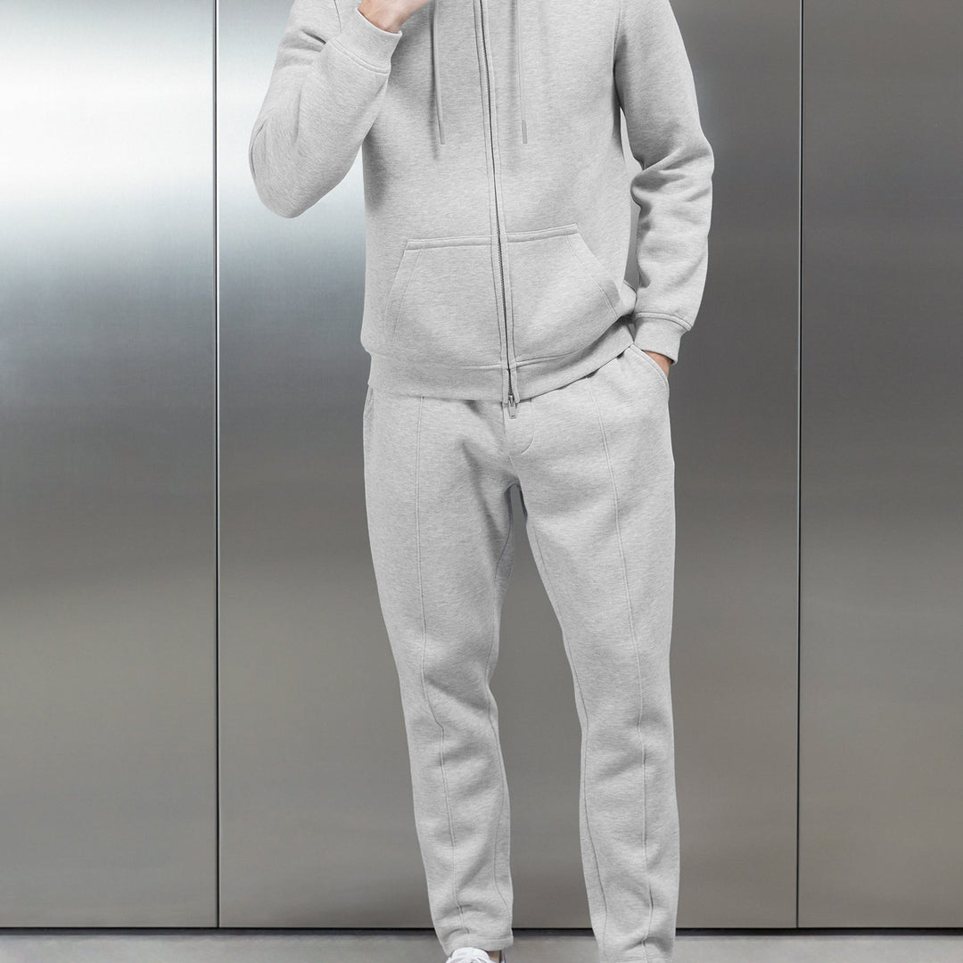 Essential Zip Through Hoodie in Marl Grey