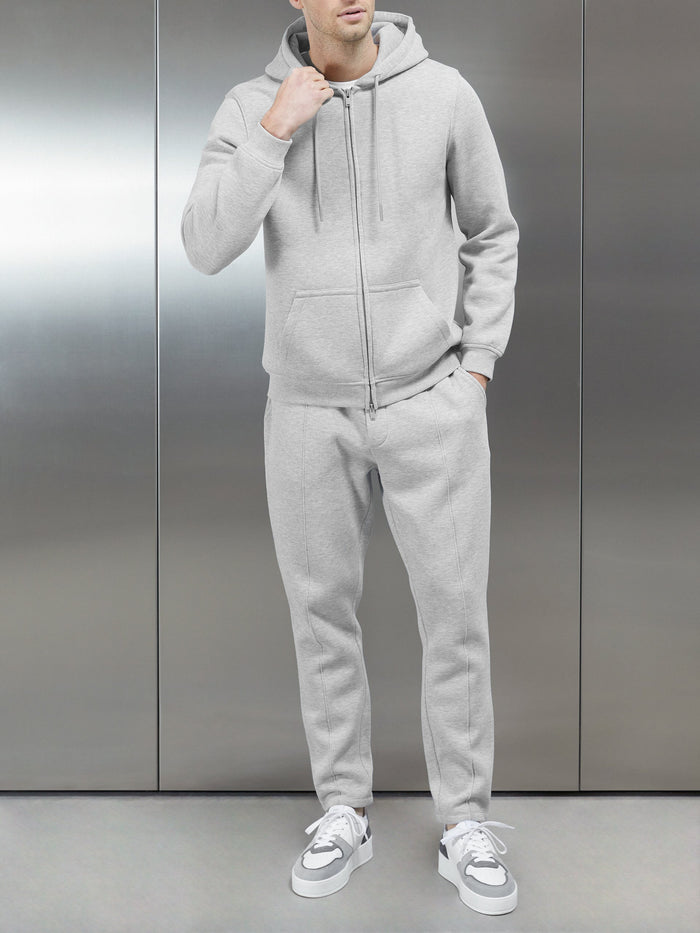 Essential Zip Through Hoodie in Marl Grey