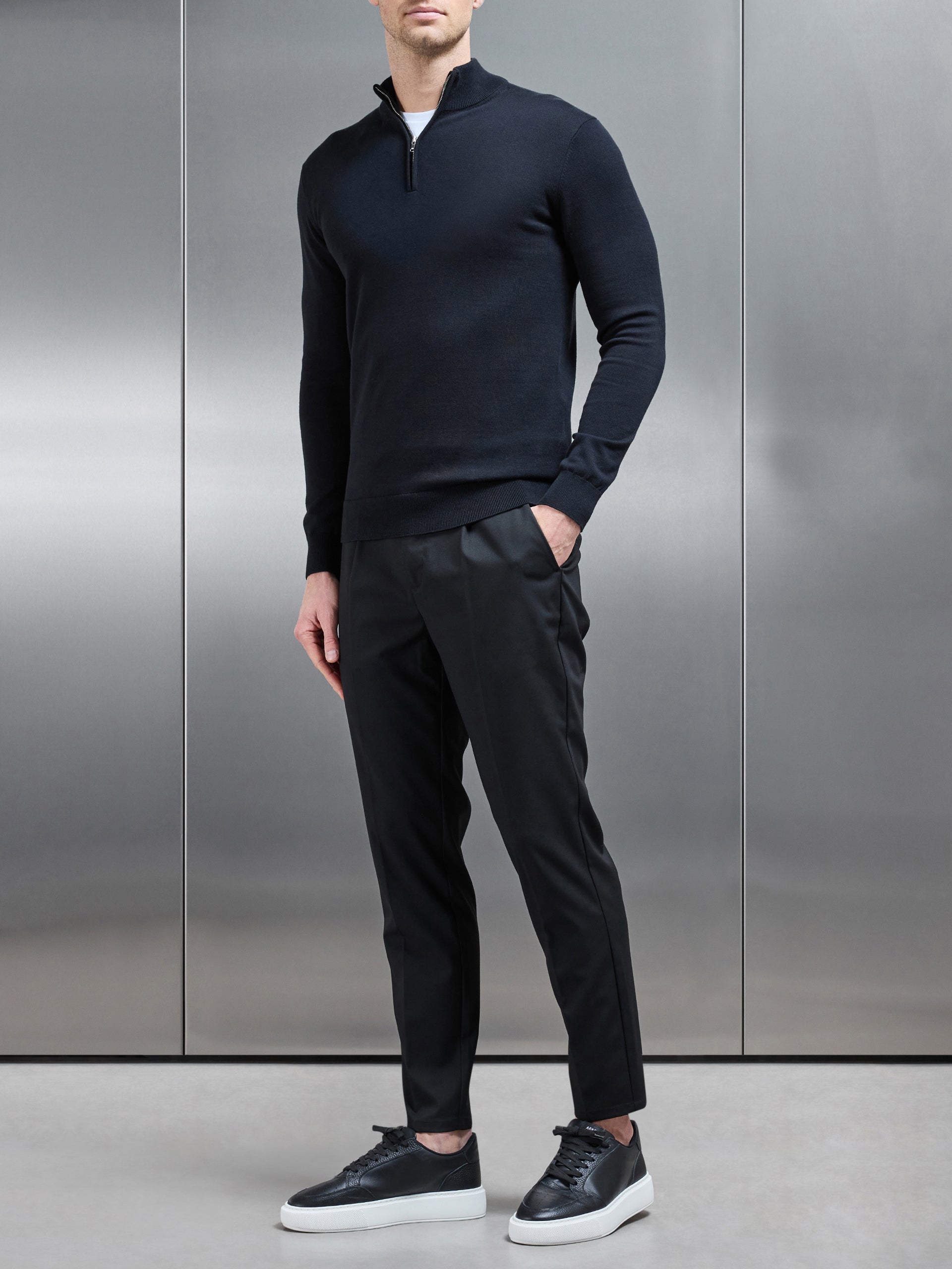 Formal Stretch Side Adjuster Trouser in Black