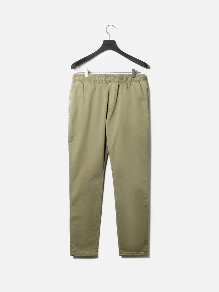 Garment Dye Cotton Trouser in Olive