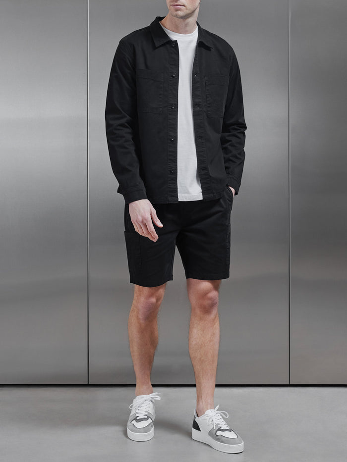 Garment Dye Overshirt in Black