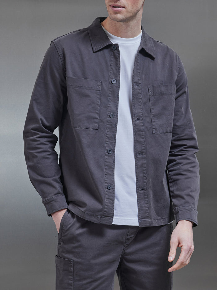 Garment Dye Overshirt in Grey