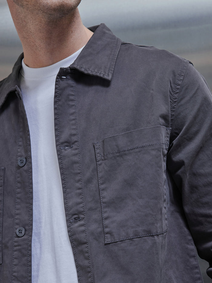 Garment Dye Overshirt in Grey