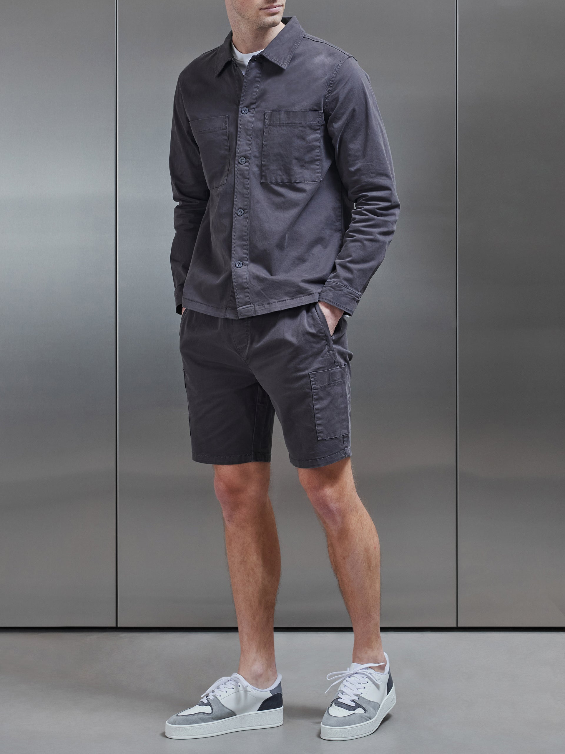 Garment Dye Overshirt in Grey