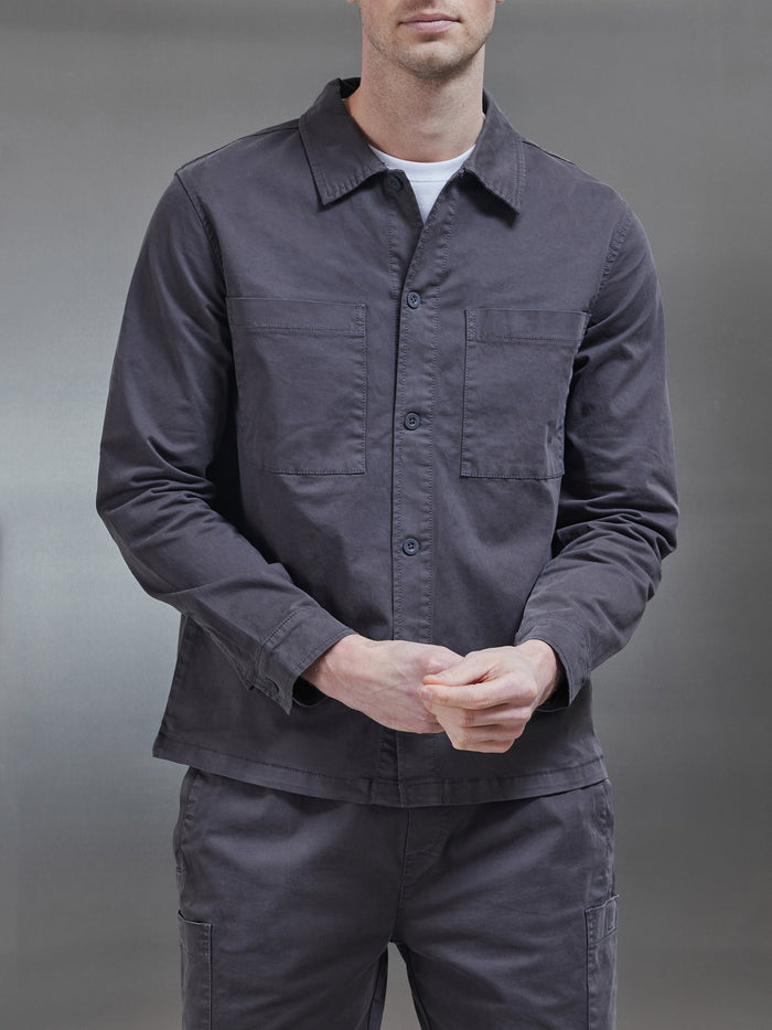 Garment Dye Overshirt in Grey