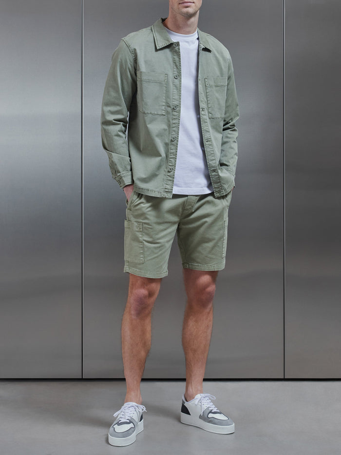 Garment Dye Overshirt in Olive