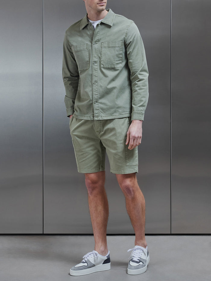 Garment Dye Overshirt in Olive