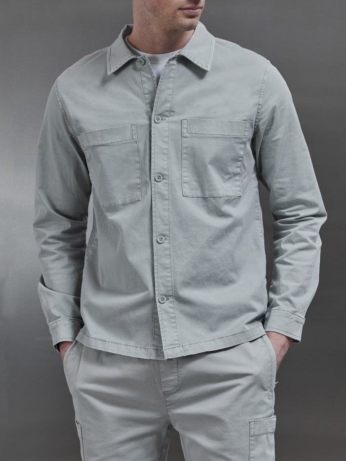 Garment Dye Overshirt in Stone