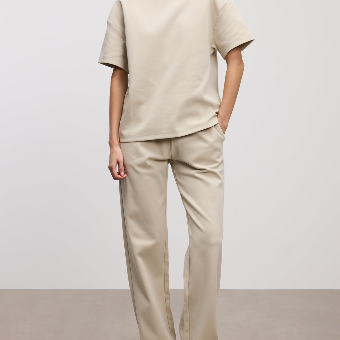 Womens Interlock Relaxed T-Shirt in Stone