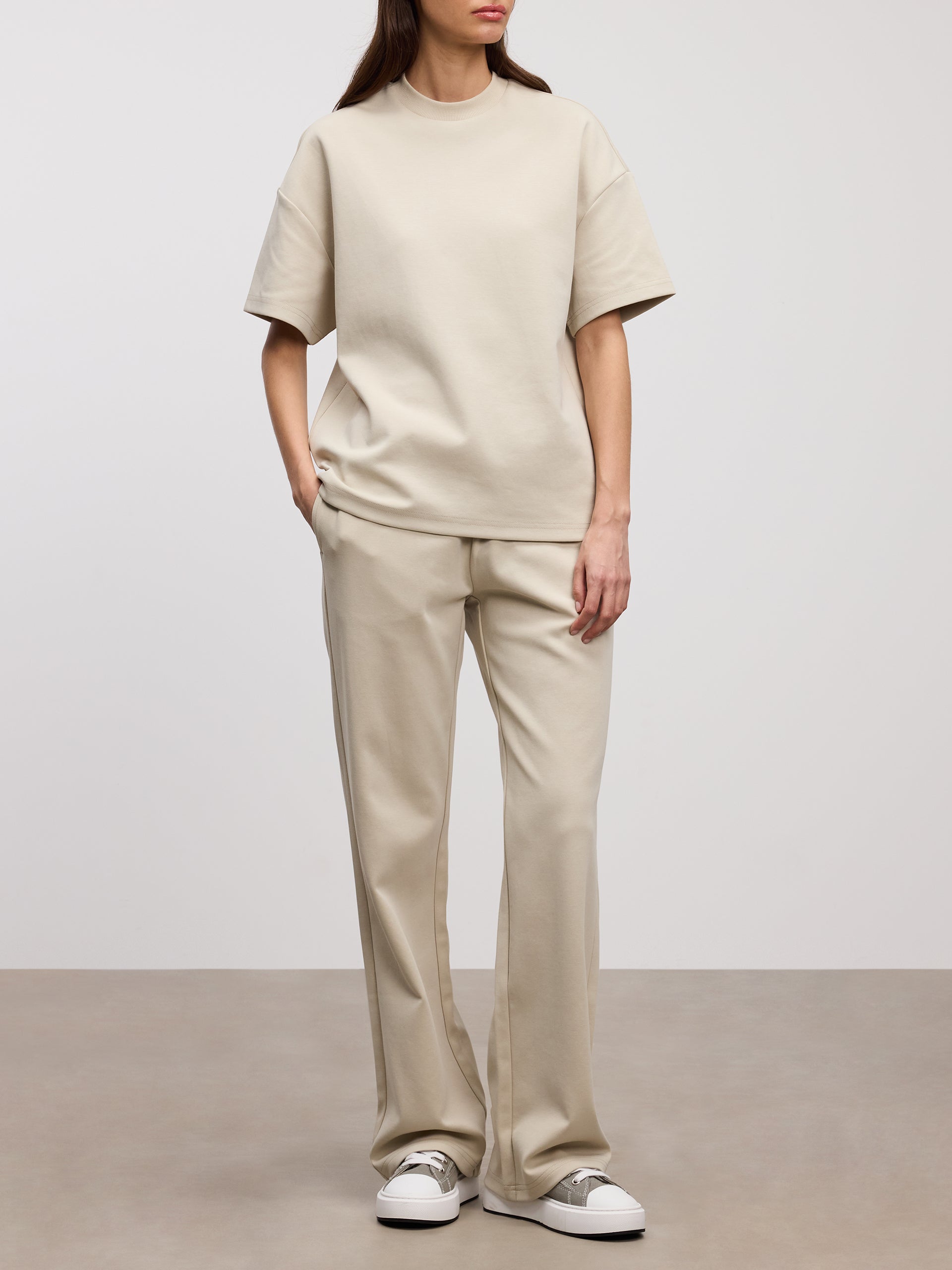 Womens Interlock Straight Leg Jogger in Stone