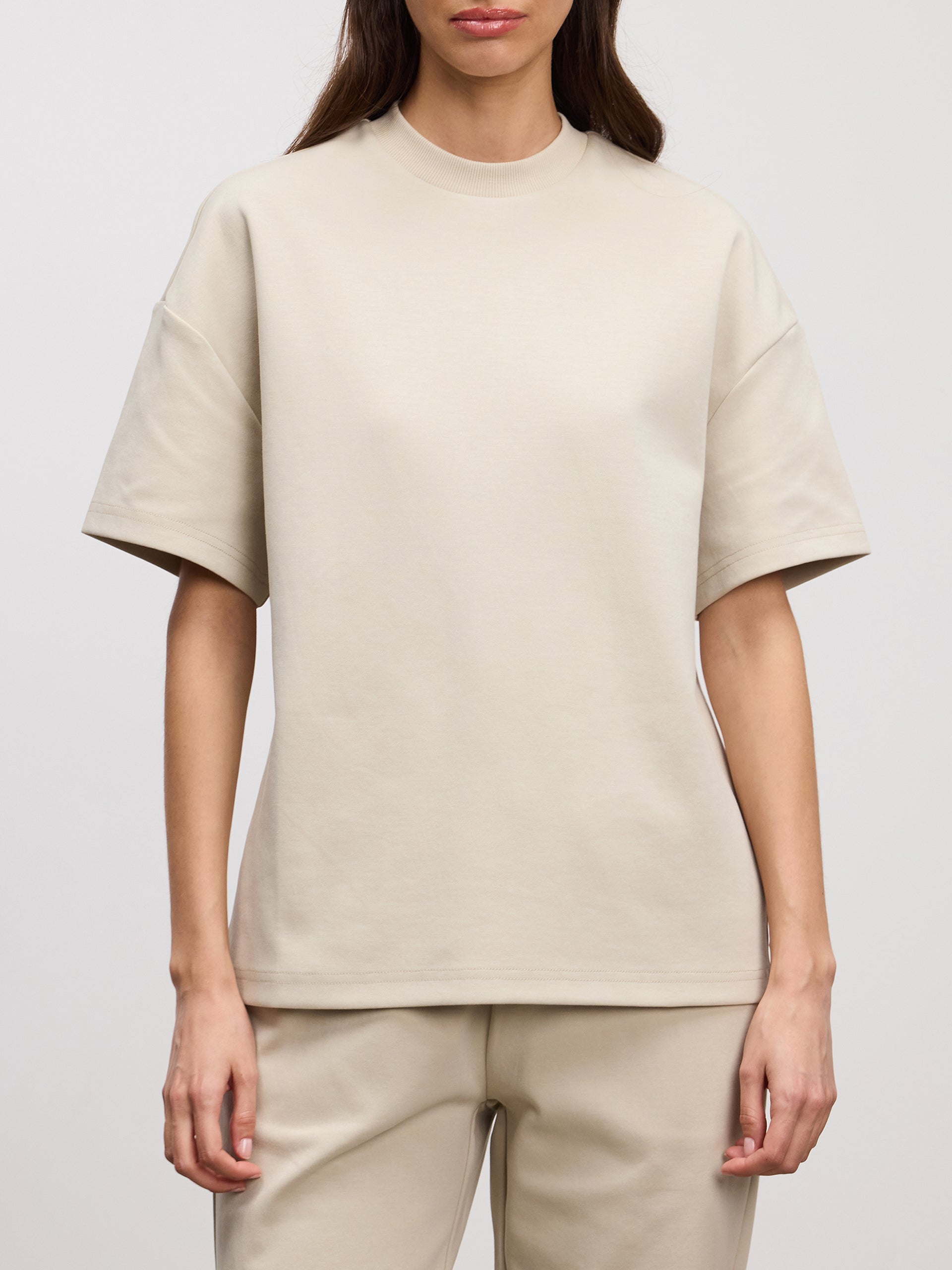 Womens Interlock Relaxed T-Shirt in Stone