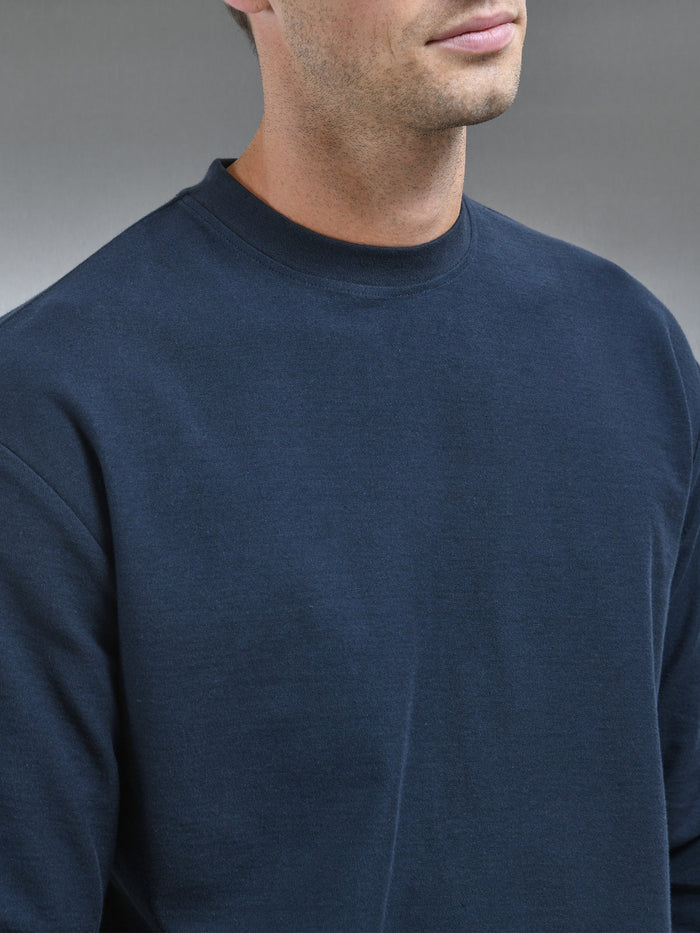 Relaxed Fit Long Sleeve T-Shirt in Navy