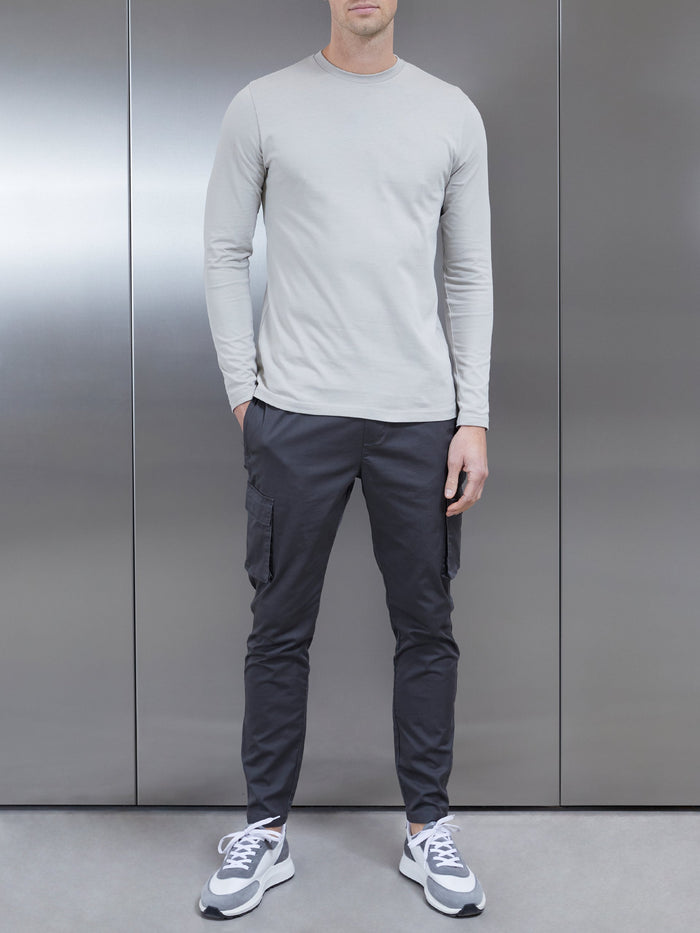 Long Sleeve Slim Fit T-Shirt in Stone