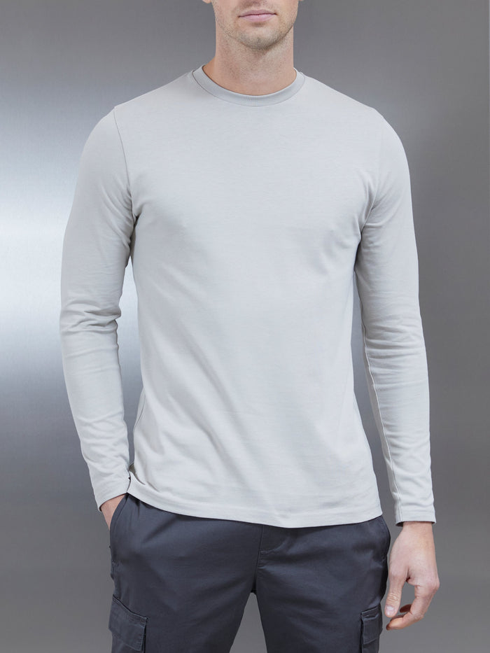 Long Sleeve Slim Fit T-Shirt in Stone