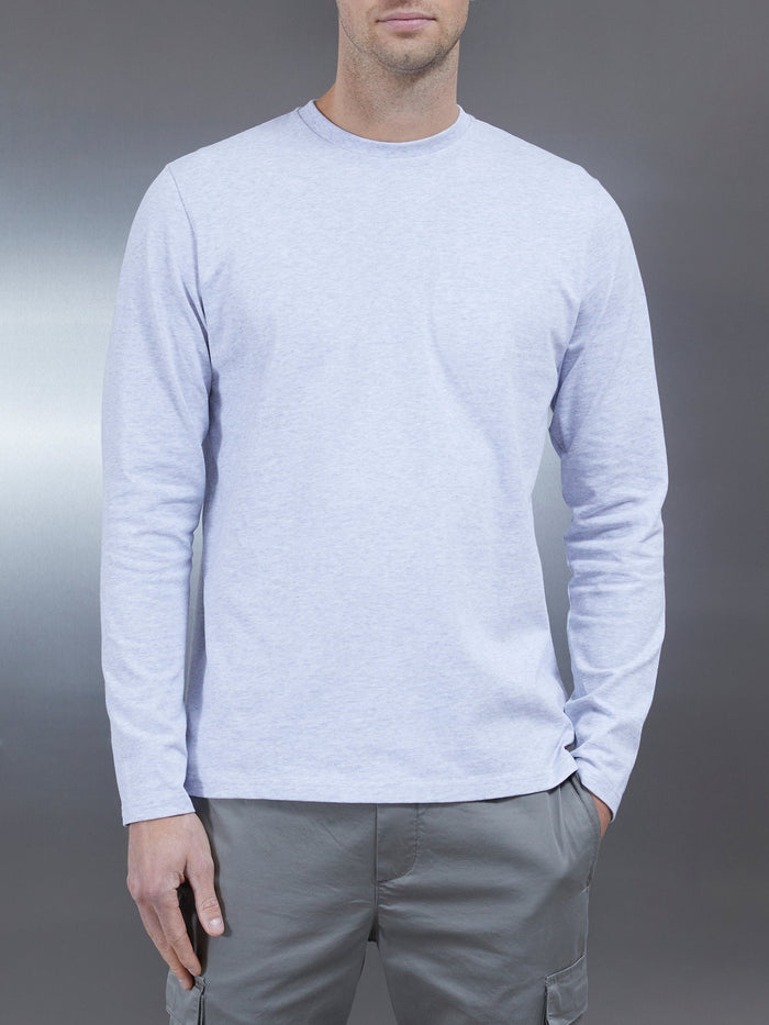 Long Sleeve Slim Fit T-Shirt in Marl Grey