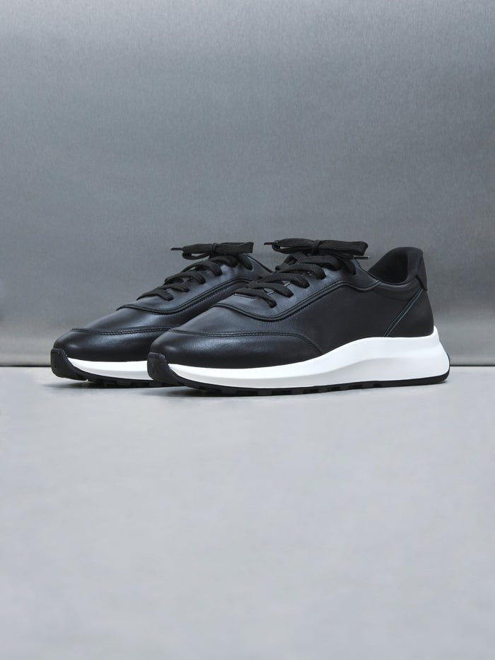 Leather Low Runner in Black