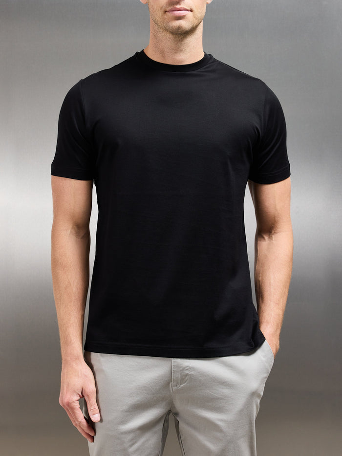 Mercerised Cotton T-shirt in Black