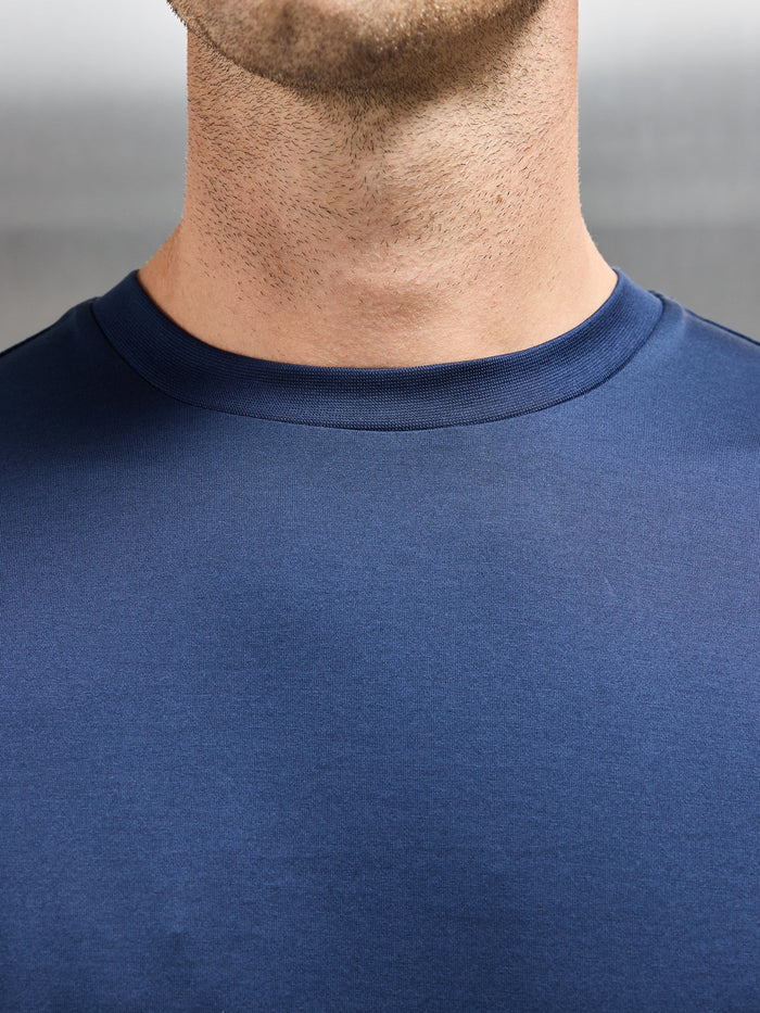 Mercerised Cotton T-shirt in Navy