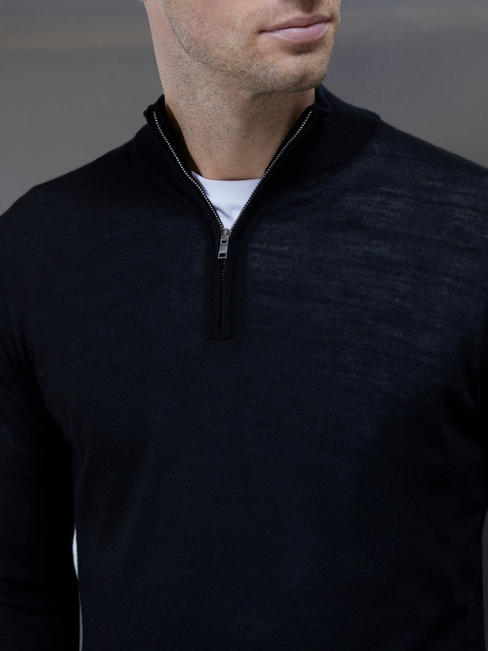 Merino Wool Funnel Neck in Black