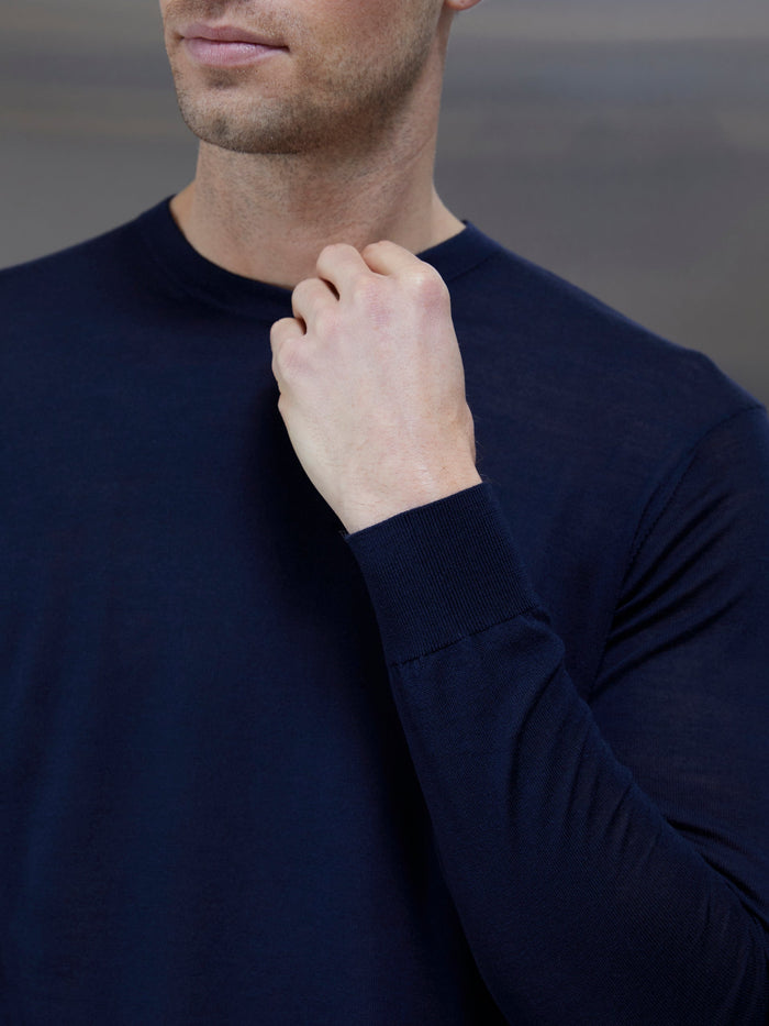 Merino Wool Sweatshirt in Navy