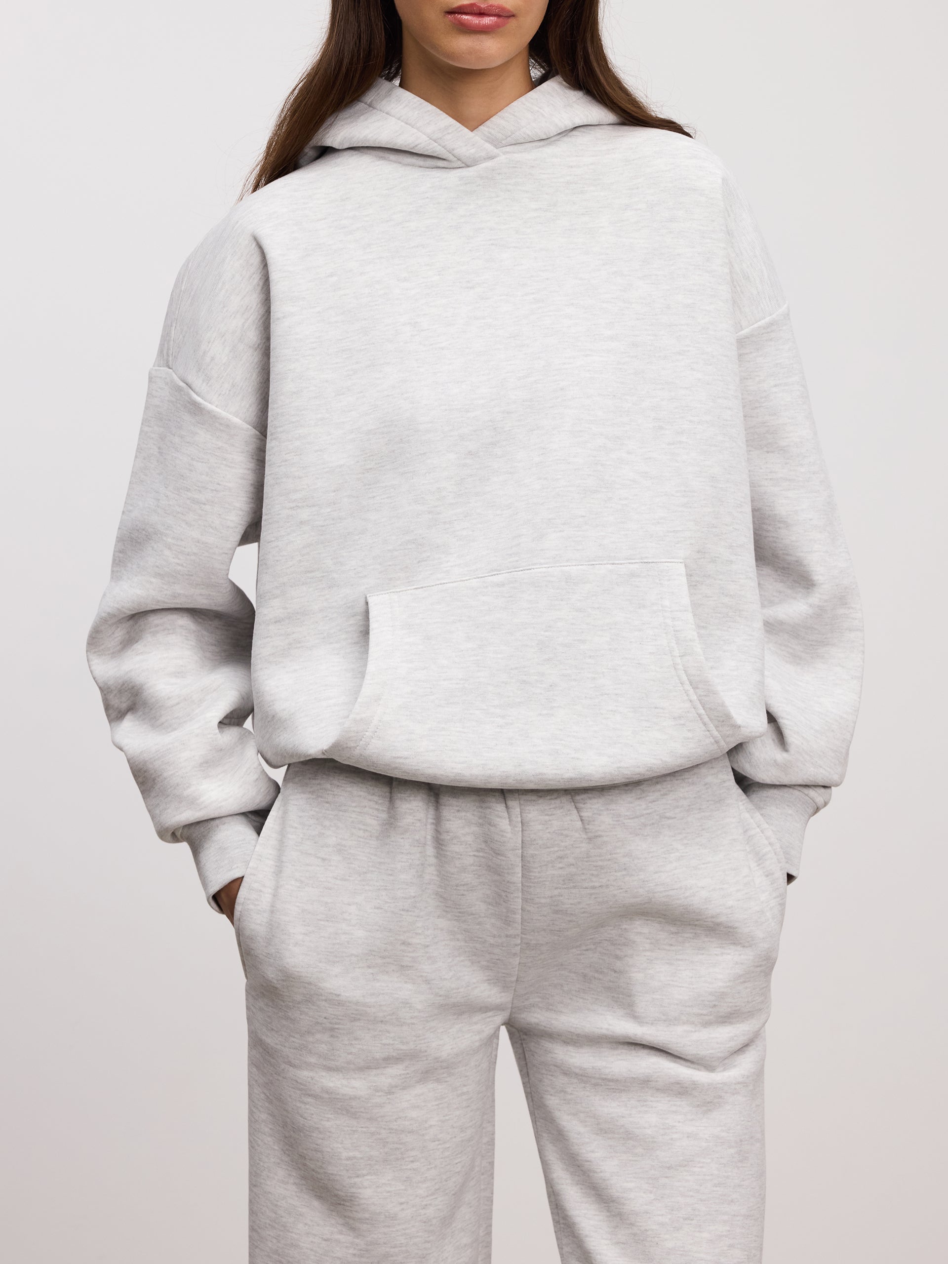 Womens Neoprene Hoodie in Marl Grey