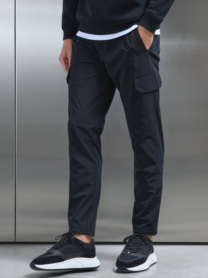 Relaxed Fit Nylon Cargo Pant in Black