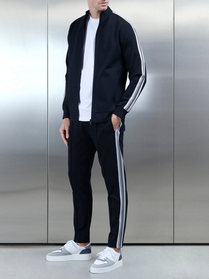 Technical Jersey Side Stripe Jacket in Black