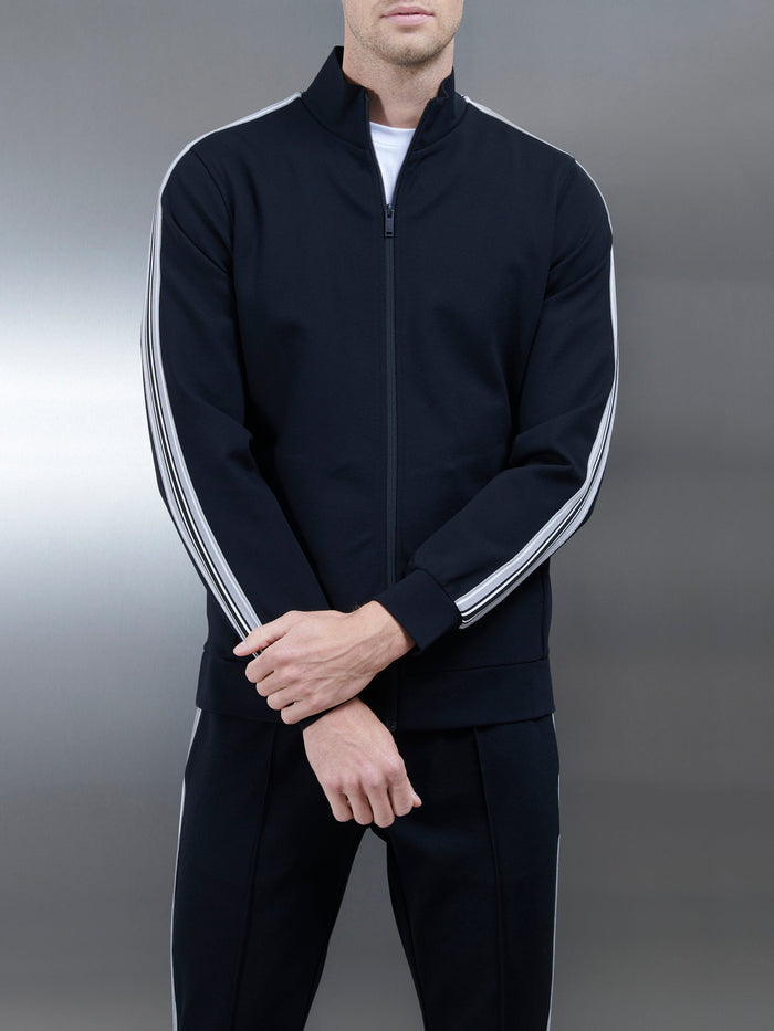 Technical Jersey Side Stripe Jacket in Black