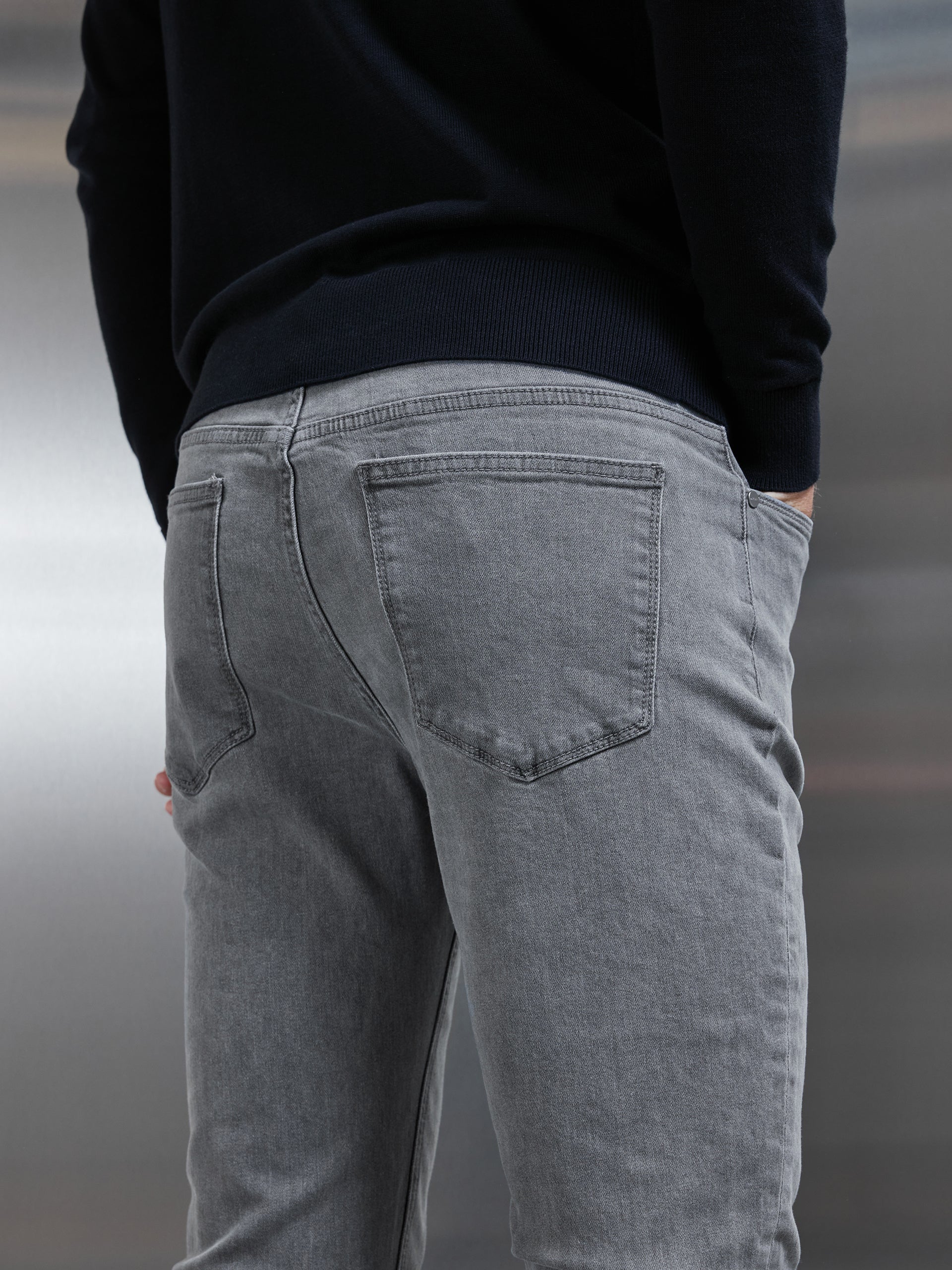 Slim Fit Denim Jeans in Solid Grey