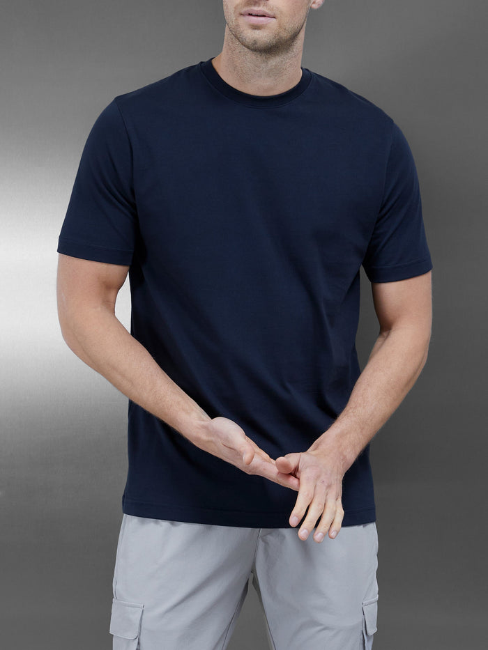 Slim Fit Cotton T-shirt in Navy