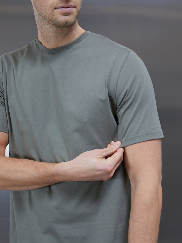 Slim Fit Cotton T-shirt in Sage