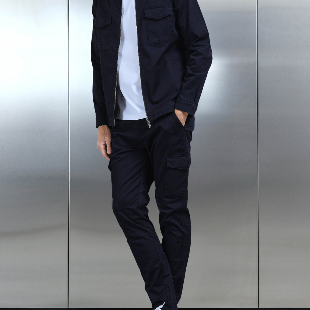 Tailored Cotton Cargo Pant in Navy